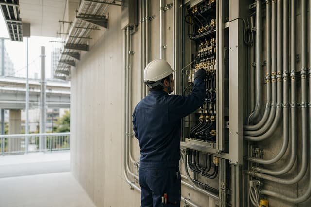 電気設備を点検する技術者