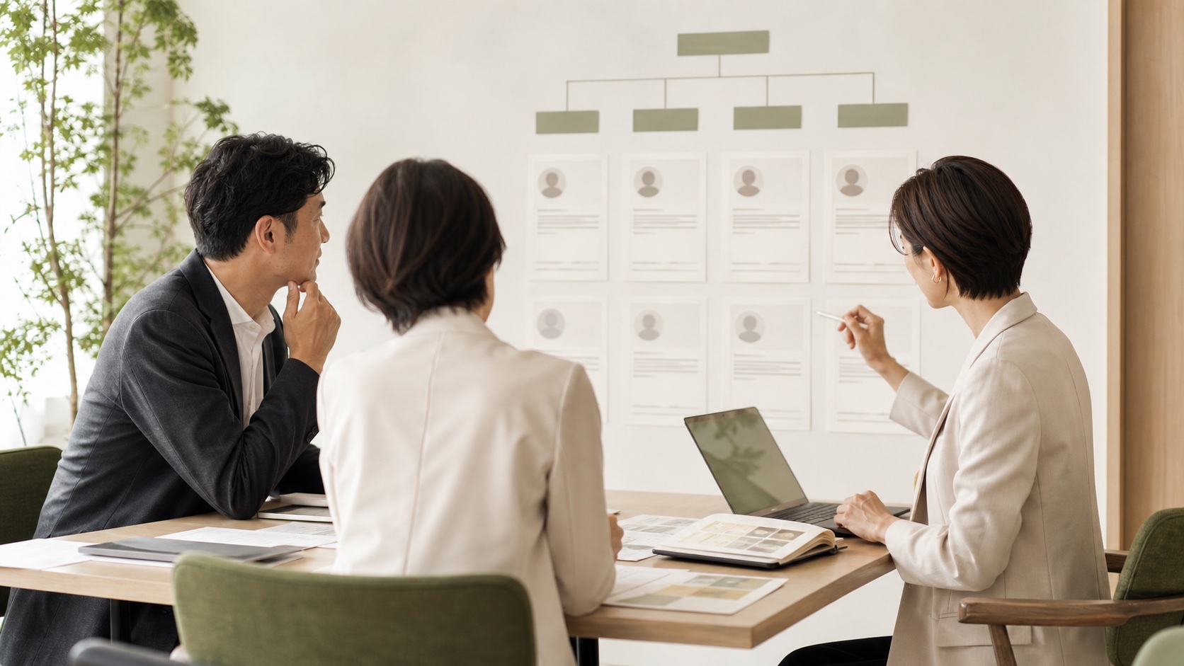 企業の採用方針と組織構成を検討するチーム（生成イメージ）